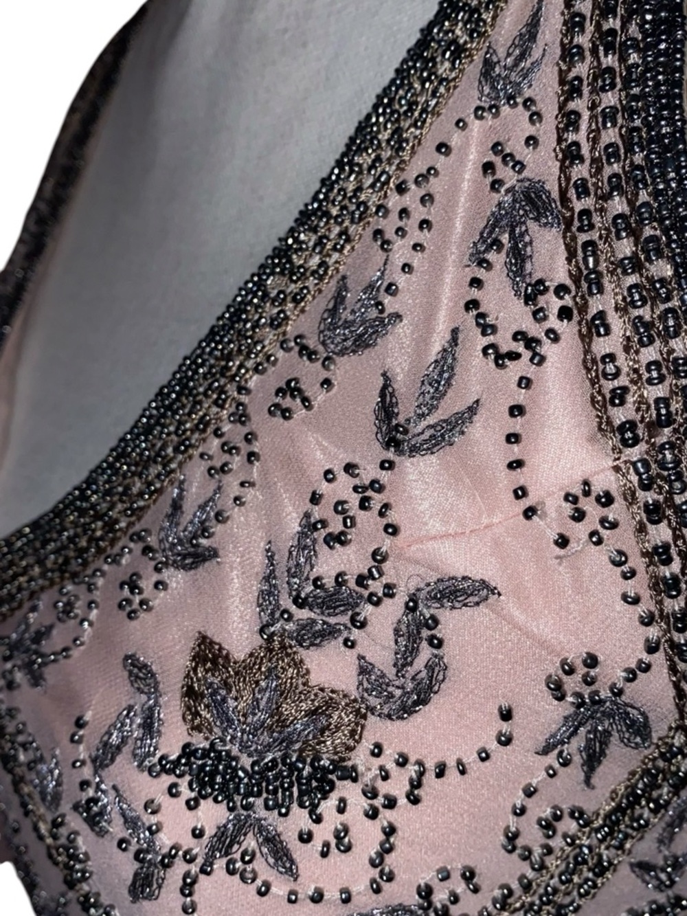 CACHE FORMAL GOWN Hand Beaded Vintage 90s/Y2K Silk Evening Gown Rose Blush SZ 0 - Picture 7 of 12